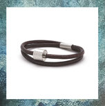 Armband Rond Leer Bruin met askraal 