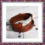Wikkelarmband Leer met zilveren ashouder